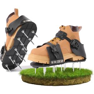 Lawn Aerator Shoes for Grass, Aerating Shoes for Lawn with Pre-Assembled Adaptable Straps, 2.1 Heavy Duty Spike Shoes for Epoxy Flooring, Auto-Cleaning Aeration Shoes for Lawn, Yard, Patio, Garden