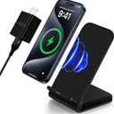 Samsung Wireless Charger Fast Charging Stand Desk Phone Charger Stand Android Charging Station for Samsung Galaxy S24 Ultra S24+ S24 S23 FE S22 S21 S20 S10 S9 S8,iPhone 15 Pro Max Plus 14 with Adapter (Black)