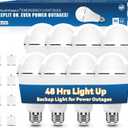 BoRccdit KeepLit 8 Pack Emergency Rechargeable Light Bulbs, 48H Long Lasting & 3 Brightness Power Outage Lights,12W 5000K Battery Backup Emergency Light Bulbs for Home Power Failure Hurricane