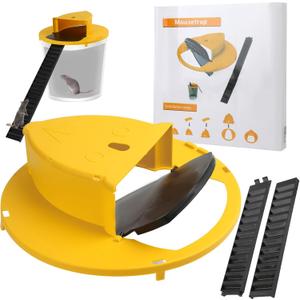 Mouse Trap Bucket Flip Lid Indoor Outdoor,Humane,Auto Reset 5 Gallon Bucket Compatible (Yellow-1)
