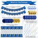 Graduation Decorations 2026 Navy Blue and Gold Grad Party Decorations Including Congrats Grad 2026 Banners, Paper Pompoms, Hanging Swirls, Balloons for Graduation Party Decorations
