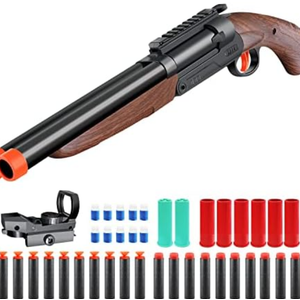 Bugrtey Double-barreled Toy Gun - Two Modes Realistic Soft Bullet Toy Guns Blaster with Sight - Educational Shooting Toy Shotgun - Gifts for Boys Christmas Birthday Halloween Present