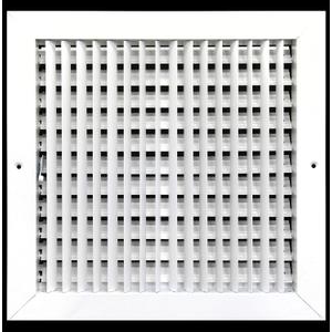 16" X 16" Adjustable AIR Supply Diffuser - HVAC Vent Cover Sidewall or Ceiling - Grille Register - High Airflow - White [Outer Dimensions: 17.75" w X 17.75" h]