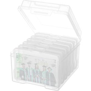 Photo Storage Box 5" x 7", Extra Large Transparent Plastic Photo Organizer Craft Keeper with 6 Inner Case for Cards, Pictures, Stamps, Stickers, Seeds, Office Supplies (Clear)
