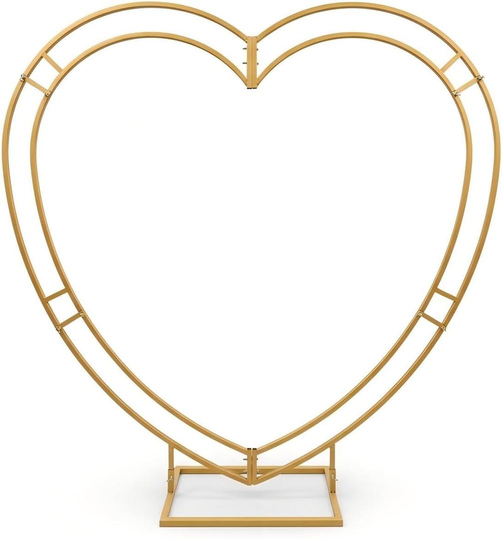 Metal Wedding Arches Heart Shaped Arch Frame Frame for Indoor/Outdoor Birthday Party Decoration (Color: Gold)
