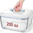 Large Glass Storage Containers with Lids, Big Marinade Food Containers for Rotisserie Chicken Meal Prep Turkey Watermelon Potluck, XL Extra Large Freezer Safe Storage Container Airtight 200oz/26cup