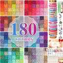 XSEINO 37300+ Pcs Clay Beads Bracelet Making Kit,8 Boxes 180 Colors Friendship Charms Kit Flat Polymer Heishi Beads with Rich Jewelry Making Accessories for Crafts Christmas Gifts