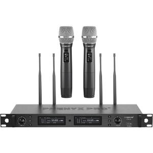 Phenyx Pro Wireless Microphone System, True Diversity Dual Cordless Mic Set, Professional UHF Handheld Wireless Microphones w/Auto Scan, 2x1000 Channels, 328ft for Stage & Studio (PTU-2U-2H)