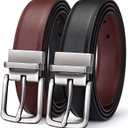 BULLIANT Men's Belt,Reversible Belt Adjustable For Gift Men 1.25”-Cut For Fit-2 Sides in 1 Belt(Not 2)(Black/Light Brown,44"-46" Waist Adjustable)