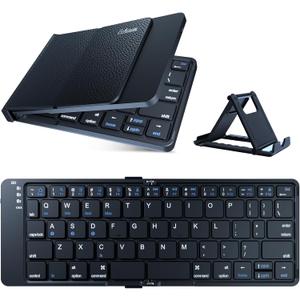 Protable Folding Wireless Keyboard,Foldable Bluetooth Keyboard for Business and Travel,USB-C Rechargeable,Multi-Device for iOS Android Windows Mac,Smartphone Tablet and Laptop,Pocket size,BLACK