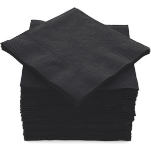 100 Pack Black Beverage Napkins, Big Party Pack, 2 Ply, Ideal for Wedding, Party, Birthday, Dinner, Lunch, Cocktails. (5 x 5) by Amcrate