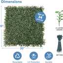 Grass Wall Panels 20″ × 20″ (24 Pack) – UV-Protected Artificial Boxwood Hedge Greenery Backdrop Covers 66 sq ft, Indoor/Outdoor Privacy Fence Screen, Zip Ties & Spare Leaves Included
