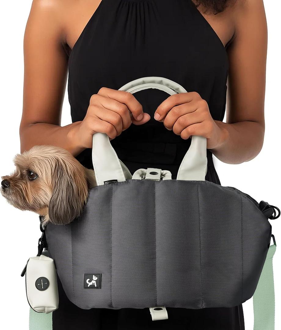 Sytopia Small Dog Carrier Purse, Portable Pet Carrier Tote Carrier with Pockets, Adjustable Safety Leash, Waterproof Dog Travel Bag, Dark Grey (Extra Small (XS))