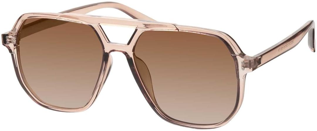 mosanana Oversized Aviator Sunglasses for Women and Men with Polarized Lens MS52243 (C4-clearbrown)
