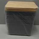 Ohmlove 4 Packs Storage Bins with Bamboo Lids - Plastic Storage Containers with Lids Stackable Storage BoxStorage Baskets for Organizing Desktop Closet Playroom Classroom Office,Gray
