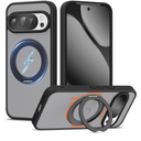 Compatible with Google Pixel 10/Pixel 10 Pro Case with 360° Magnetic Ring Stand [Compatible with Mag-Safe] Shockproof Translucent Phone Case 6.3" for Women Men, Black