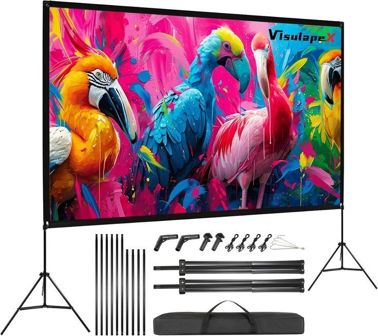 VISULAPEX JYSZJ-01 100" Portable Projector Screen with Double Stand Outdoor