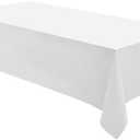 Aocoz Rectangle Tablecloths 6Fx16 1 Pack White Tablecloth Washable Decorative Linen Polyester Table Cloths for Dining Table Banquets Buffet Parties and Wedding