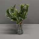 Fake Plants Eucalyptus Stems in Glass Vase with Faux Water, 12" Artificial Plants Eucalyptus Leaves for Shelf Desk Bathroom Farmhouse Coffee Table Home Decor