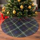 Christmas Tree Skirt 36 Inch  Campbell Clan Tartan Navy Blue and Green Plaid Tree mat for 46 FT Xmas Trees, Classic Scottish Holiday Decor for Farmhouse, Home, Office, Indoor or Outdoor