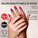 Glamnetic Press On Nails - Classic Red | Opaque Cool Tone, Timeless Red Short Almond Fake Nails, Salon Quality | 15 Sizes - 30 Nail Kit with Glue