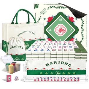 GUJYUYIF 166 American Mahjong Tiles Set with Mat, Racks and Accessories