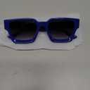 FEISEDY Retro 90s Square Sunglasses for Women Men Trendy Chunky Rectangle Sunglasses UV400 Protection B2385 (009 Blue | Gradient Grey Lens)