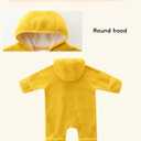 Newborn Baby Fleece Jumpsuit Girls Boys Winter Hooded Coverall Romper Cute Baby Snowsuit Clothes (Yellow), Size 3-6M