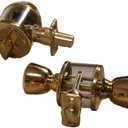 Lewis Hyman Inc 1734601 Atlas Tulip Style Door Knob and Single Cylinder Deadbolt Combo, Polished Brass