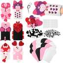 32 Pcs Valentine's Sock Puppets Making Kit Heart Hand Puppet Felt Toys for Kids Storytelling Role Play Party Supplies for Girl Boy