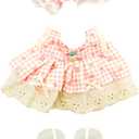 3 x Clothes for Labubu - 4PC Set with Shoes for 6.7 Inches Doll, Premium Outfit with Accessories, Stylish Clothes for Labubu (NO Doll)(Pink Plaid)