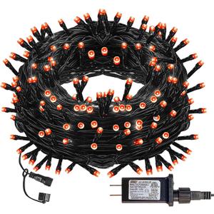 DAZZLE BRIGHT Halloween 300 LED String Lights, 100FT Connectable String Lights with 8 Lighting Modes, Halloween Decorations for Party Carnival Supplies, Indoor Outdoor Yard Garden Decor (Orange)