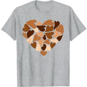 Diversity Hearts Love Black History Month Melanin Valentines T-Shirt, Men, Heather Grey, Small