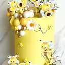 JeVenis Cute Bee Cake Decorations Honey Comb Decorations Bee Cupcake Toppers Daisy Flower Cake Topper for Baby Shower Birthday Bridal Shower
