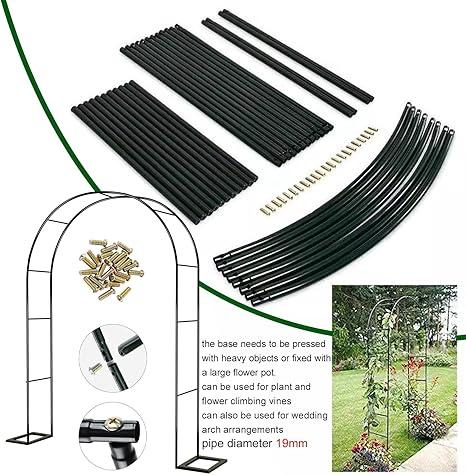 Garden Arch Trellis for Climbing Plants Outdoor Wedding Arches for Ceremony Black Metal Garden Arbor Indoor Garden Arches for Party Decoration 7.9ft Wide X 6.4ft High (Black Garden Arch)