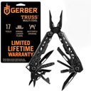 Gerber Gear Truss 17-in-1 EDC Needle Nose Pliers Multi tool - includes Pocket Knife, Screwdriver, and Bottle Opener Accessories - Gifts for Men, Fishing and Camping Gear - Black with Molle Sheath