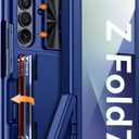 Vizvera for Samsung Galaxy Z Fold 7 Case RFID Wallet with Cards Holder[Kickstand][Camera Cover] Shockproof Silicone Protective Phone Case for Z Fold 7 2025-Blue