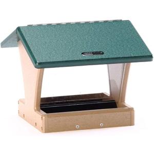 Birds Choice SN200 Two-Sided Hopper Feeder, Recycled Bird Feeder, Medium, Taupe/Green
