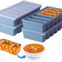 1/2 Cup Silicone Freezer Tray With Lid - Silicone Freezer Molds 4-Pack For meal prep & freezing of various sauces and other dishes, makes 24 perfect 1/2 cup portions cubes (Blue 4 Pack)