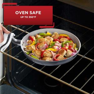 T-fal Initiatives Ceramic Nonstick Fry Pan Set 10.5 Inch Oven Safe 350F Cookware, Pots and Pans, Grey