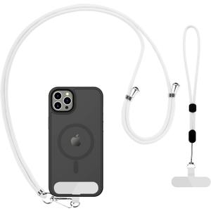 CACOE Phone Lanyard 2 Pcs-1 Pcs Adjustable Neck Strap, 1 Pcs Wrist Strap, 2 Pads, Universal Crossbody Multi functional Cell Phone Lanyards Compatible with Most Smartphones(White)