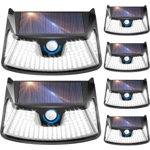 152LED Solar Motion Light Outdoor, 850LM Super Bright 3-Mode Motion Sensor Light, IP65 Waterproof, 270° Wide-Angle Security Light, Solar Powered Flood Lamp for Garden, Wall, Fence, and Garage (6 Pack)