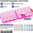 Foldable Weekly Pill Organizer 2 Times a Day with 2 Extra Compartments - Etched Labels - Portable 7 Day AM PM Medicine Box, Week Daily Travel Pill Case Holder for Meds, Vitamin, Supplement -Clear Pink