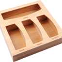 Ziplock Bag Organizer for Kitchen Plastic Bag Storage, Premium Bamboo Organizer, Food Storage Bag Holders for Gallon, Quart, Sandwich and Snack Variety Size Bag