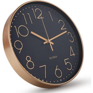 Silent Wall Clock 12 Inch Non-Ticking Wall Clocks Battery Operated for Living Room Decor Modern Wall Clock for Home/Bedroom/Office/Classroom/School/(Rose Gold)