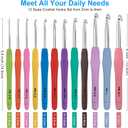 MECHEER Crochet Hooks 12 Sizes Crochet Hook Set, 51 Pack Yarn Crochet Kit for Beginners, Knitting Needles with Ergonomic Handles for Arthritic Hands, Crochet Needle Kit with Blue Case for Crocheters