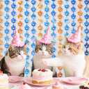 8 x Blue Dog Birthday Party Decorations, 2 Packs Orange and Blue Tinsel Backdrop,Dog Paw Birthday Party Supplies 3.3 x 6.6ft Foil Fringe Curtains, Photo Booth Props Backdrop Streamers