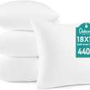 Oubonun 18 x 18 Throw Pillow Inserts - Soft, Plush & Decorative Down Alternative Pillows for Couch Sofa Bed, Machine Washable - White, Pack of 4