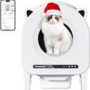 Self Cleaning Litter Box, 68 L Automatic Cat Litter Box for Multiple Cats, Robot with Dual Safety Protection, APP Control, Odor Removal Smart Litter Boxes, 2 Roll Trash Bags (White)