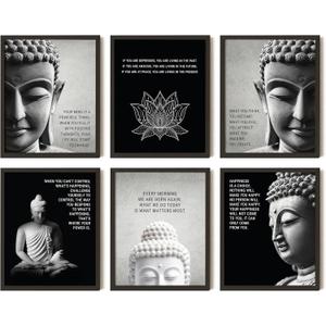 97 DECOR Buddha Decor for Home - Buddha Wall Art Prints, Inspirational Buddhist Quotes Poster, Buddhism Art Pictures Zen Meditation Decorations for Bedroom Office Yoga Room Decorations ( 8x10 Inch UNFRAMED)